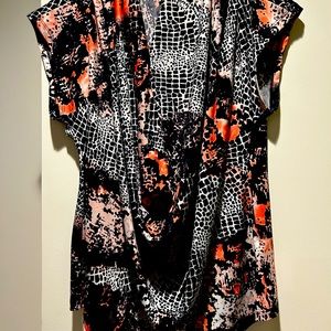 Lovely, silky black and orange short sleeve top